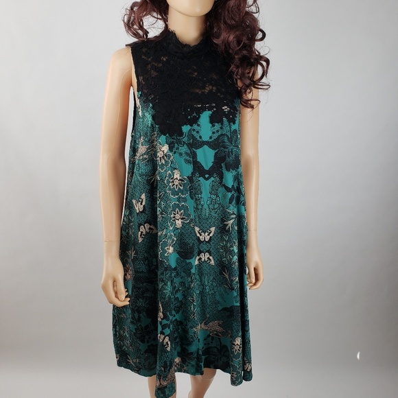 Anthropologie Dresses & Skirts - Anthropologie Maeve Green Black Lace Dress